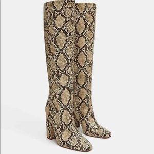 Zara Snakeskin Knee High Boots